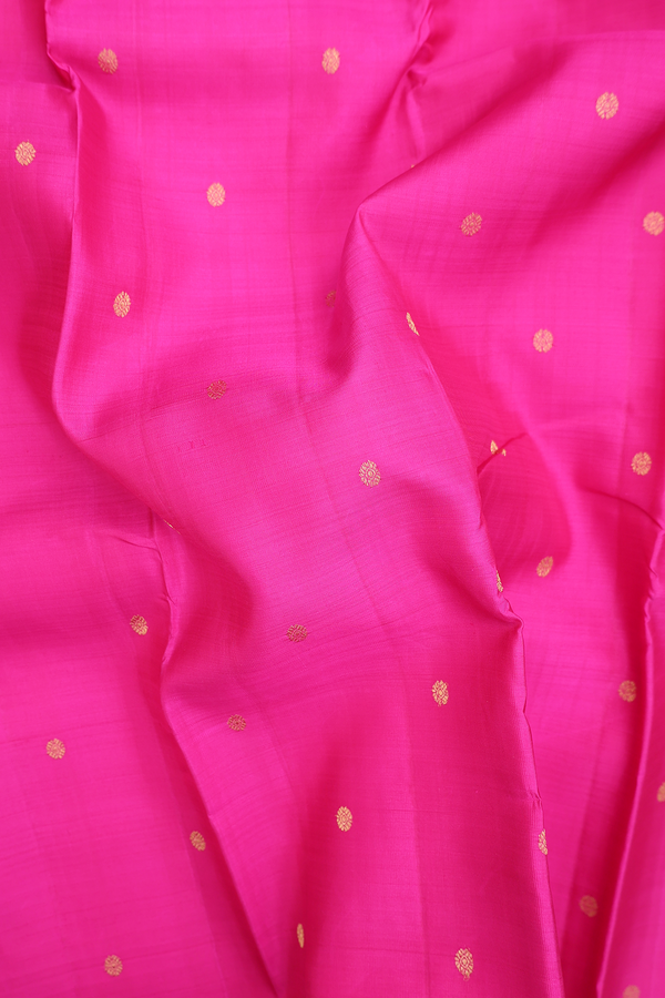 Kanchipuram Silk Saree In Magenta With Floral Buttas
