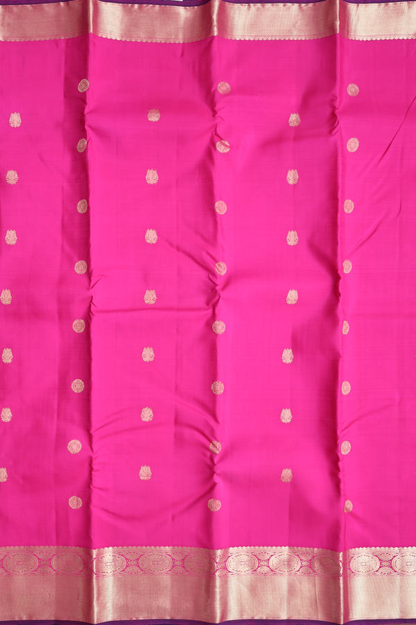 Kanchipuram Silk Saree In Magenta With Iruthalai Pakshi Buttas