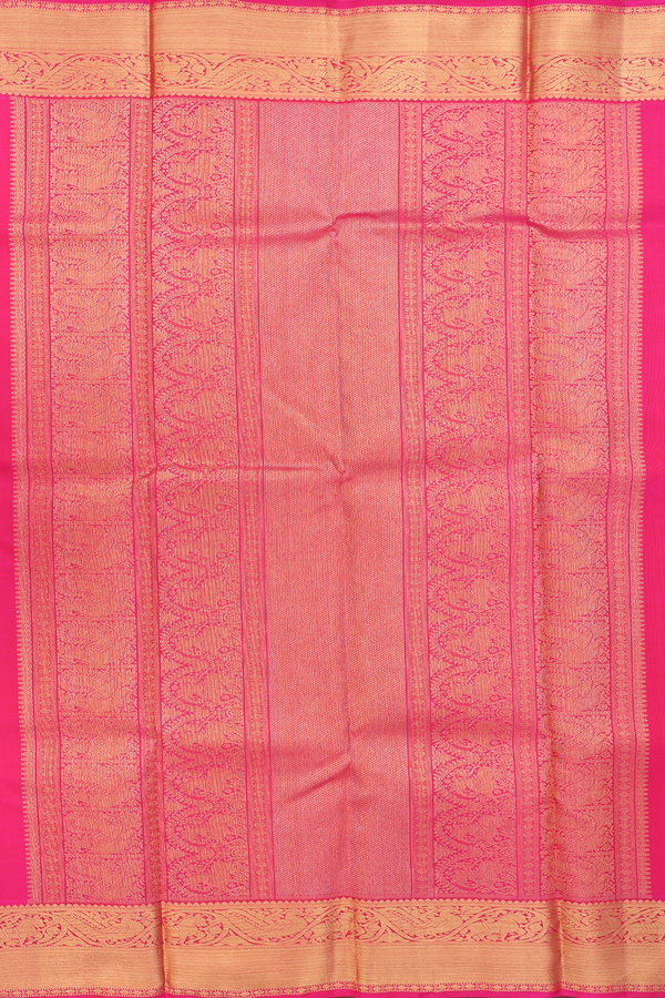 Kanchipuram Silk Saree In Rani Pink With Jacquard Pattern
