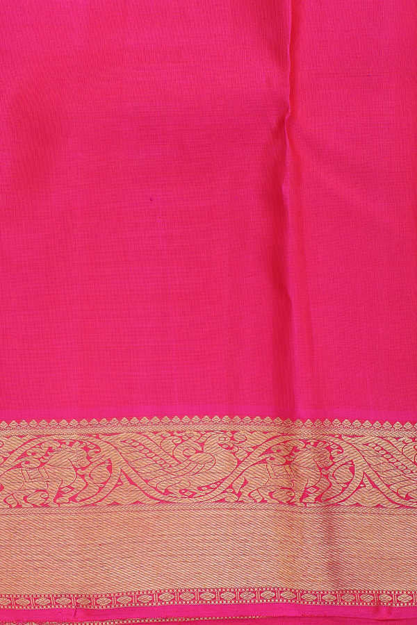 Kanchipuram Silk Saree In Rani Pink With Jacquard Pattern