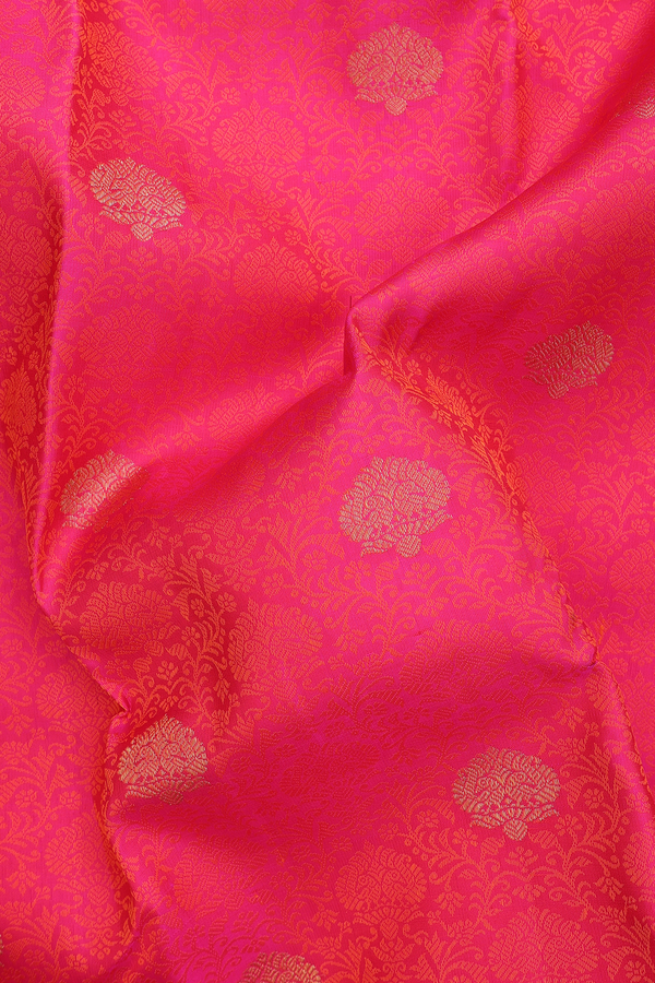 Kanchipuram Silk Saree In Rani Pink With Jacquard Pattern