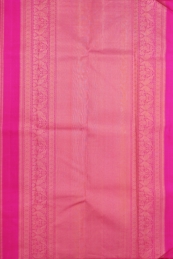 Kanchipuram Silk Saree In Magenta With Stripes Design