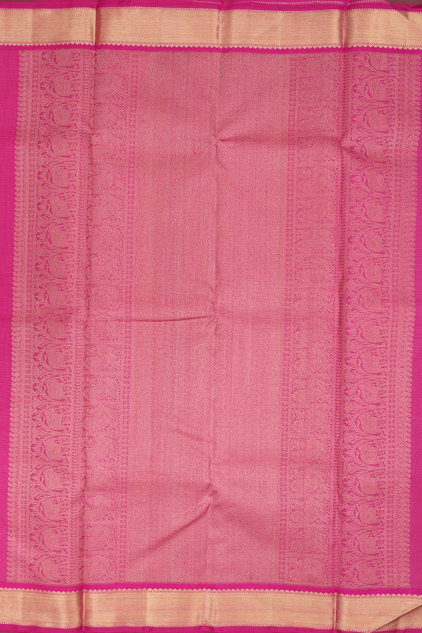 Kanchipuram Silk Saree In Magenta With Stripes Design