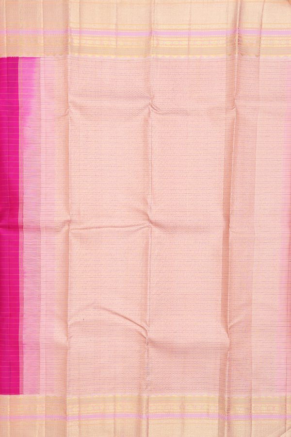 Kanchipuram Silk Saree In Magenta With Stripes Design