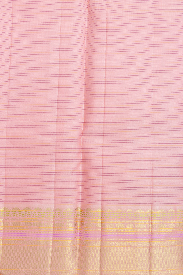 Kanchipuram Silk Saree In Magenta With Stripes Design