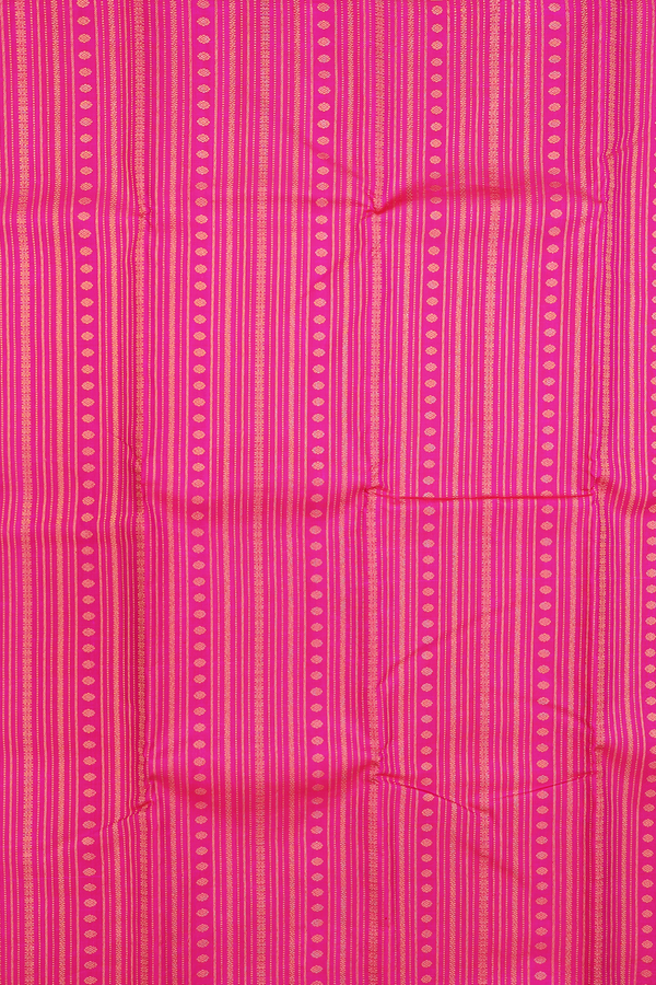 Kanchipuram Silk Saree In Magenta With Stripes Design