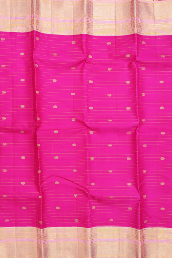 Kanchipuram Silk Saree In Magenta With Stripes Design