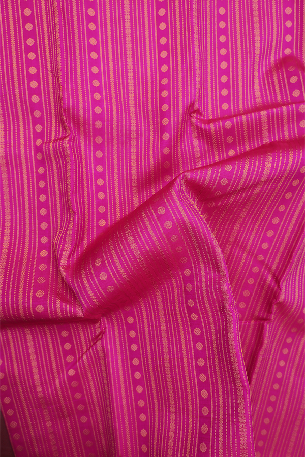 Kanchipuram Silk Saree In Magenta With Stripes Design