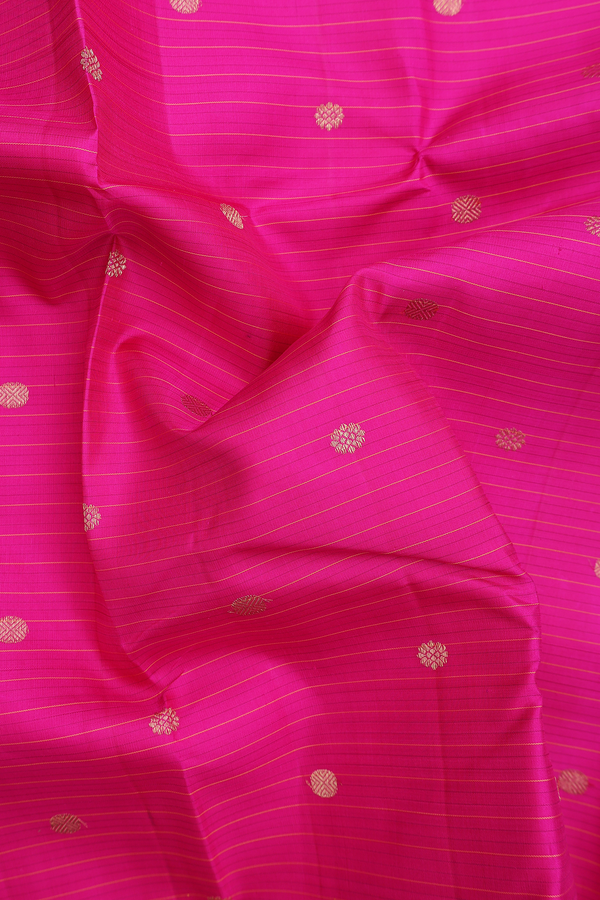 Kanchipuram Silk Saree In Magenta With Stripes Design