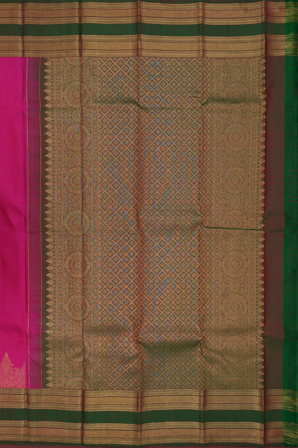 Kanchipuram Silk Saree In Magenta With Zari Buttas