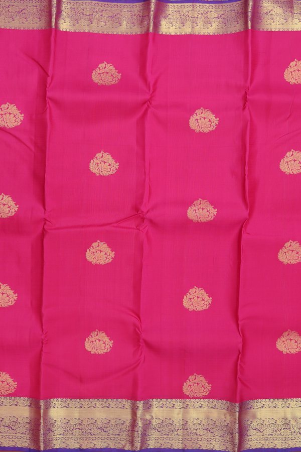 Kanchipuram Silk Saree In Magenta With Zari Buttas