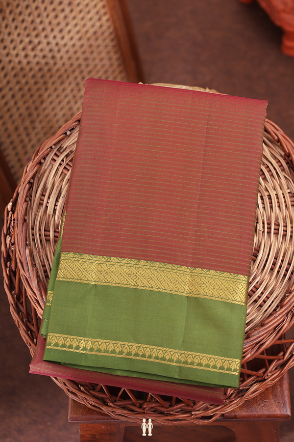 Kanchipuram Silk Saree In Manthulir With Stripes Design