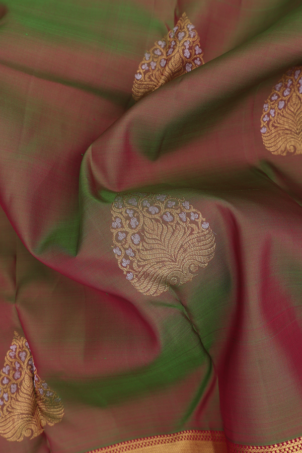 Kanchipuram Silk Saree In Manthulir With Tree Motifs