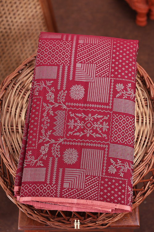 Kanchipuram Silk Saree In Maroon With Brocade Design