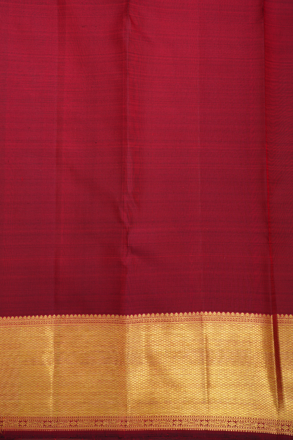 Kanchipuram Silk Saree In Maroon With Brocade Design