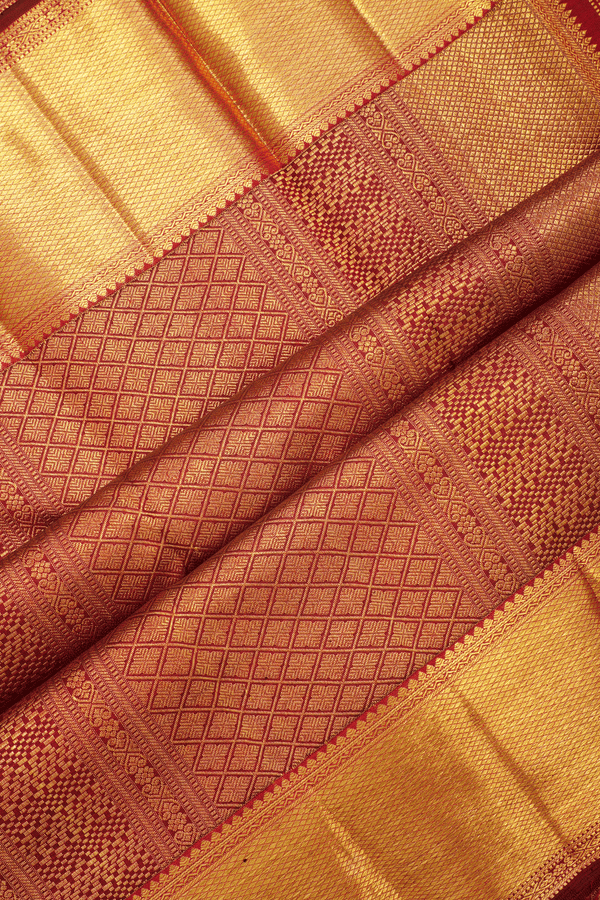 Kanchipuram Silk Saree In Maroon With Brocade Design