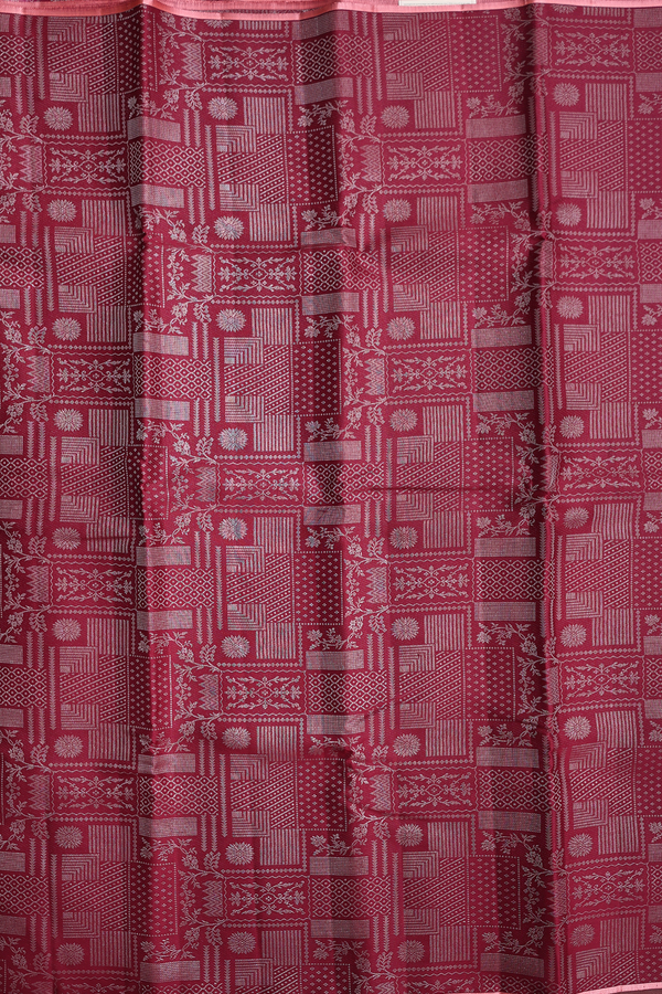 Kanchipuram Silk Saree In Maroon With Brocade Design