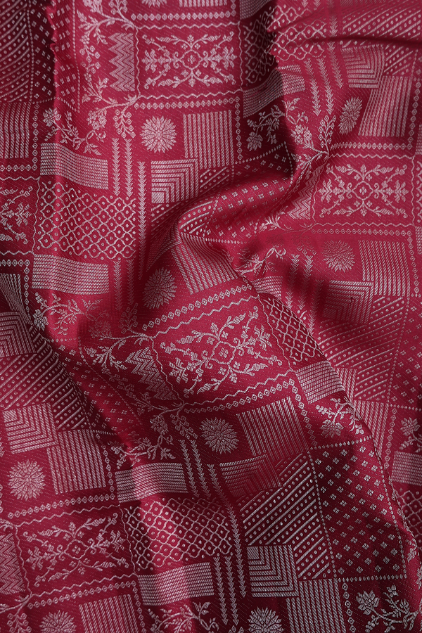 Kanchipuram Silk Saree In Maroon With Brocade Design