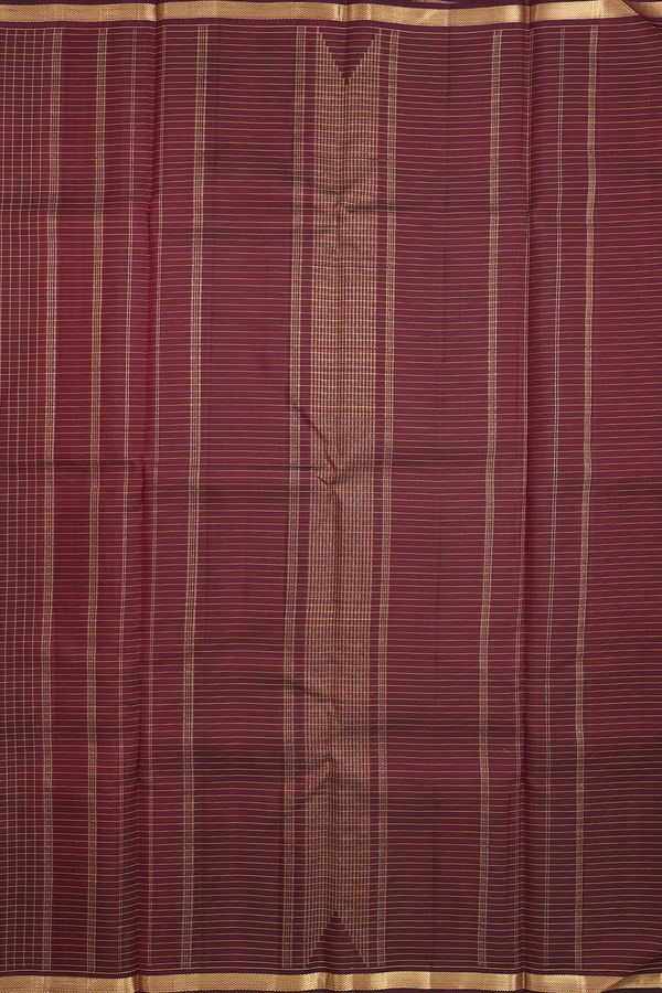 Kanchipuram Silk Saree In Coffee Brown With Checks Design