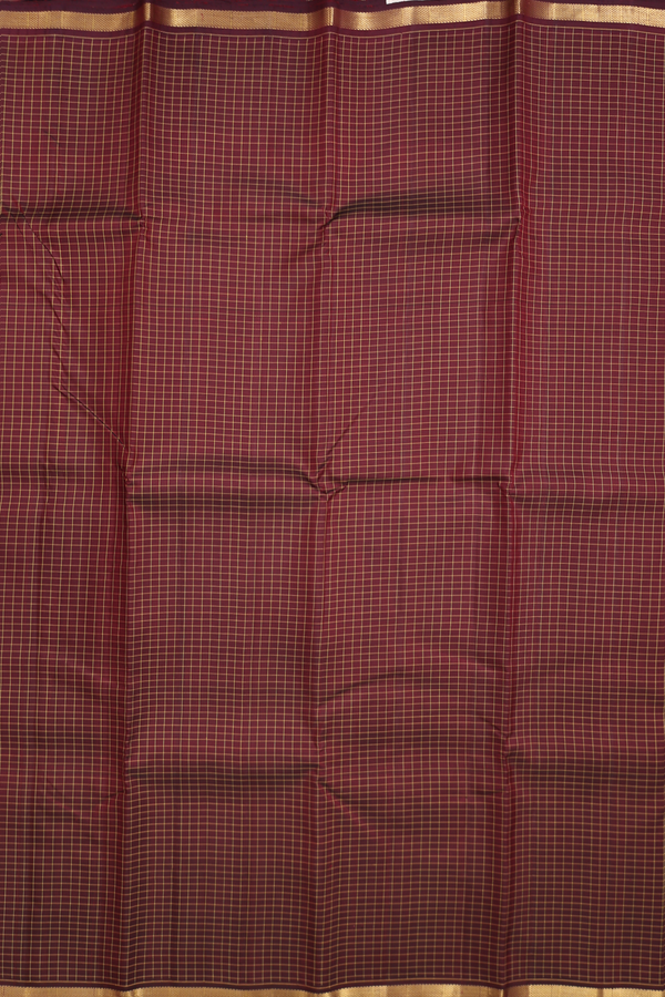 Kanchipuram Silk Saree In Coffee Brown With Checks Design