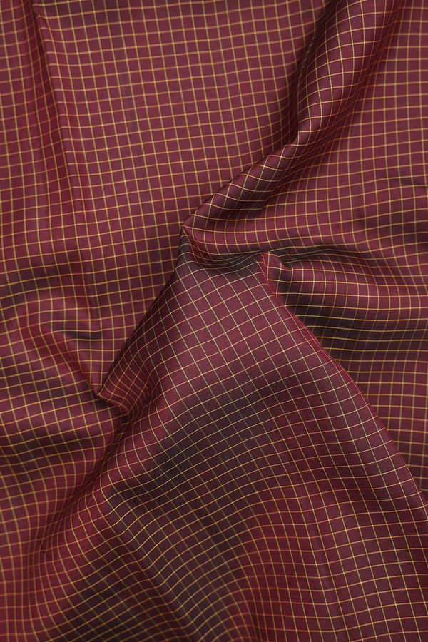 Kanchipuram Silk Saree In Coffee Brown With Checks Design