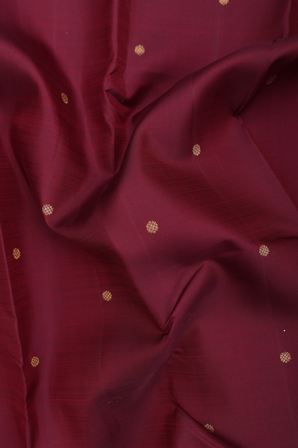 Kanchipuram Silk Saree In Maroon With Floral Buttas