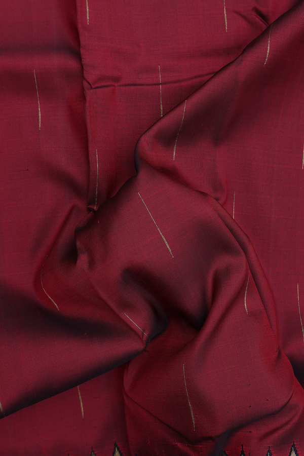 Kanchipuram Silk Saree In Maroon With Malli Moggu Buttas