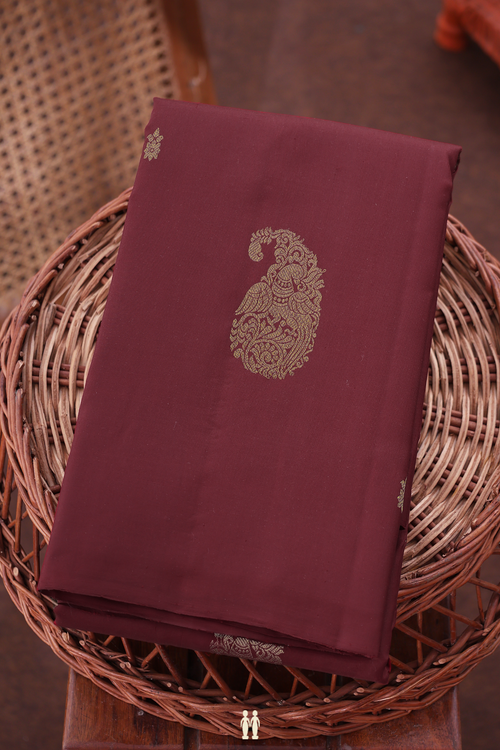 Kanchipuram Silk Saree In Maroon With Paisley Motifs