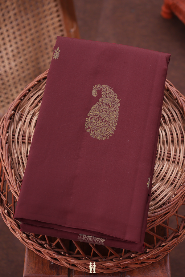 Kanchipuram Silk Saree In Maroon With Paisley Motifs