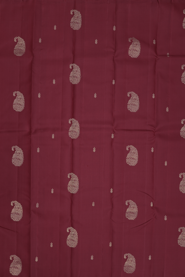 Kanchipuram Silk Saree In Maroon With Paisley Motifs