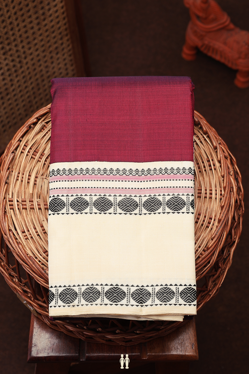 Kanchipuram Silk Saree In Maroon With Rudraksh Border