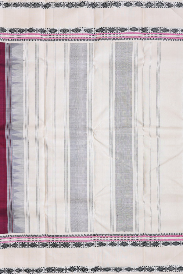 Kanchipuram Silk Saree In Maroon With Rudraksh Border