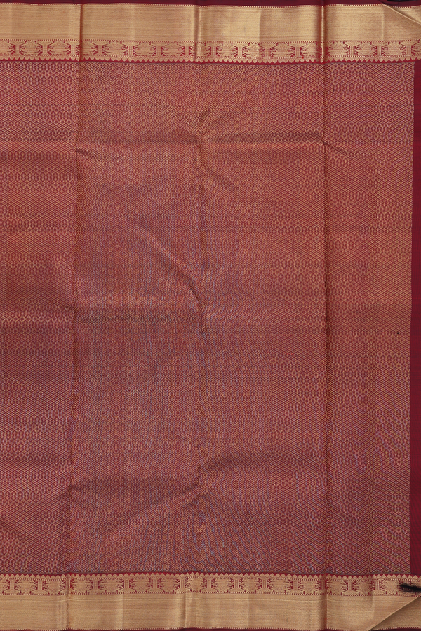 Kanchipuram Silk Saree In Maroon With Stripes Design