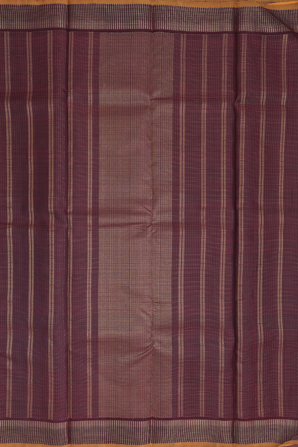 Kanchipuram Silk Saree In Maroon With Stripes Design