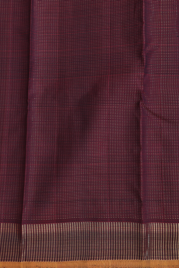 Kanchipuram Silk Saree In Maroon With Stripes Design