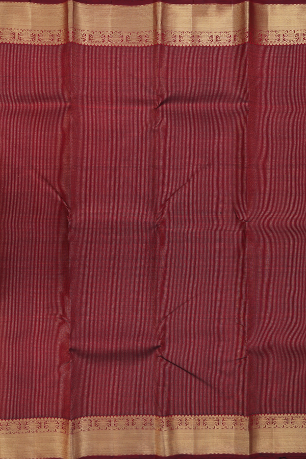 Kanchipuram Silk Saree In Maroon With Stripes Design