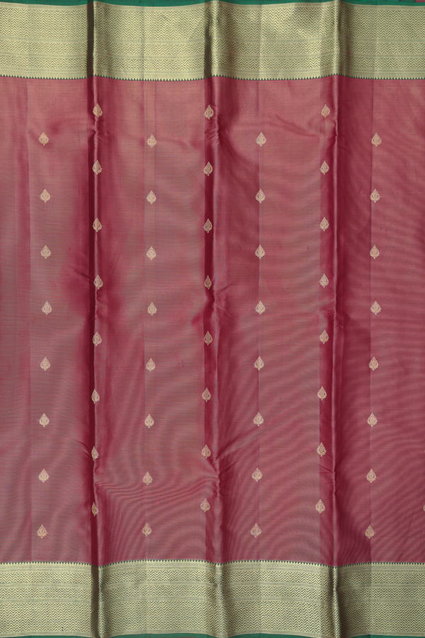 Kanchipuram Silk Saree In Maroon With Stripes Design