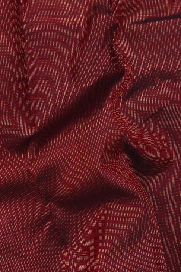 Kanchipuram Silk Saree In Maroon With Stripes Design