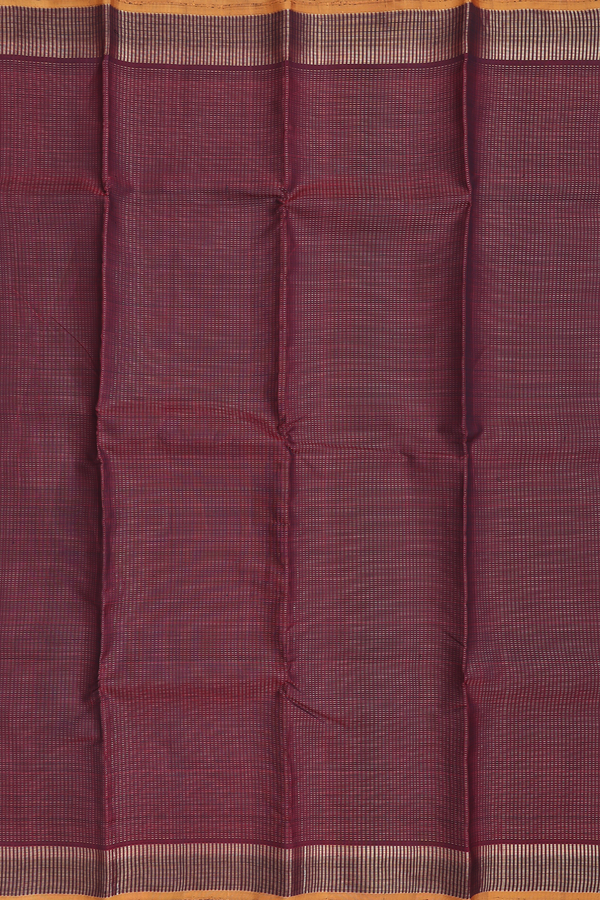 Kanchipuram Silk Saree In Maroon With Stripes Design
