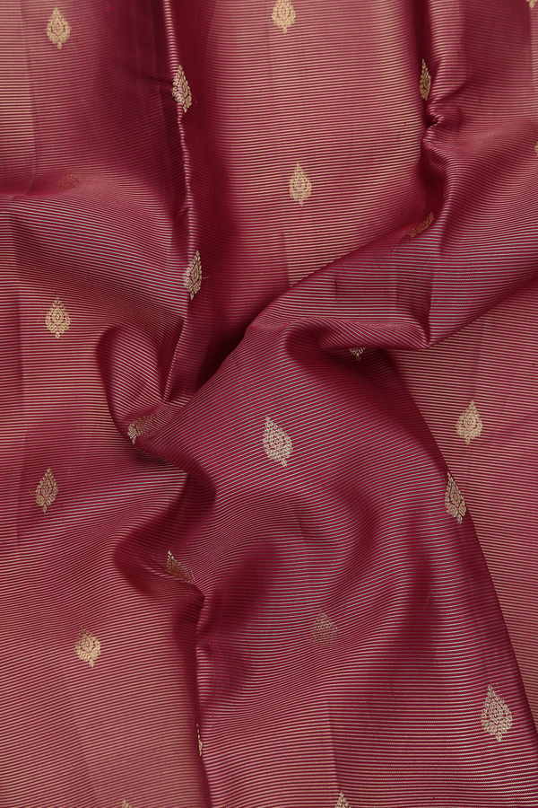 Kanchipuram Silk Saree In Maroon With Stripes Design
