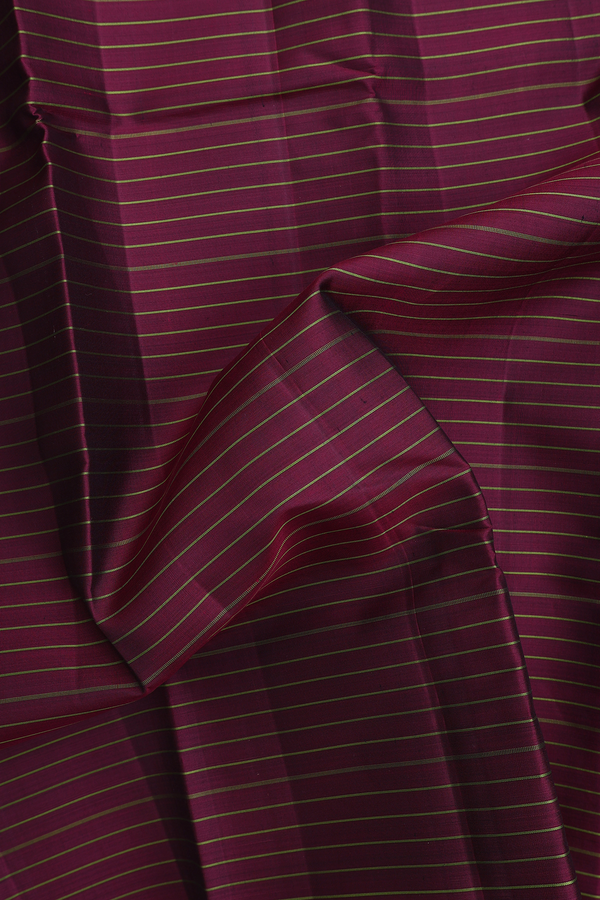 Kanchipuram Silk Saree In Maroon With Stripes Design