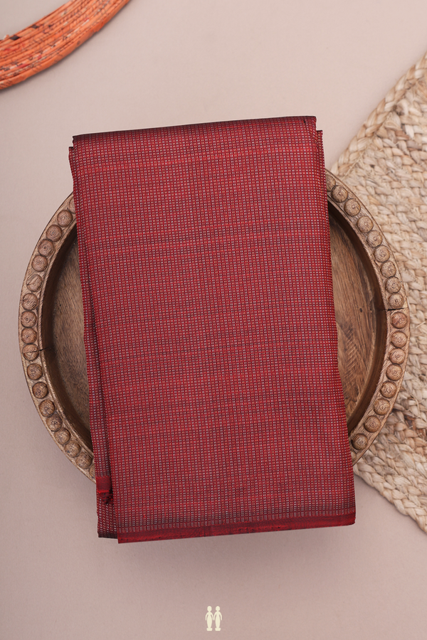 Kanchipuram Silk Saree In Maroon With Zari Stripes Design