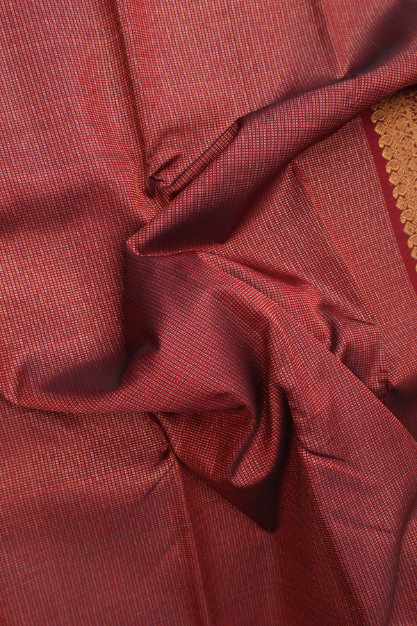 Kanchipuram Silk Saree In Maroon With Zari Stripes Design
