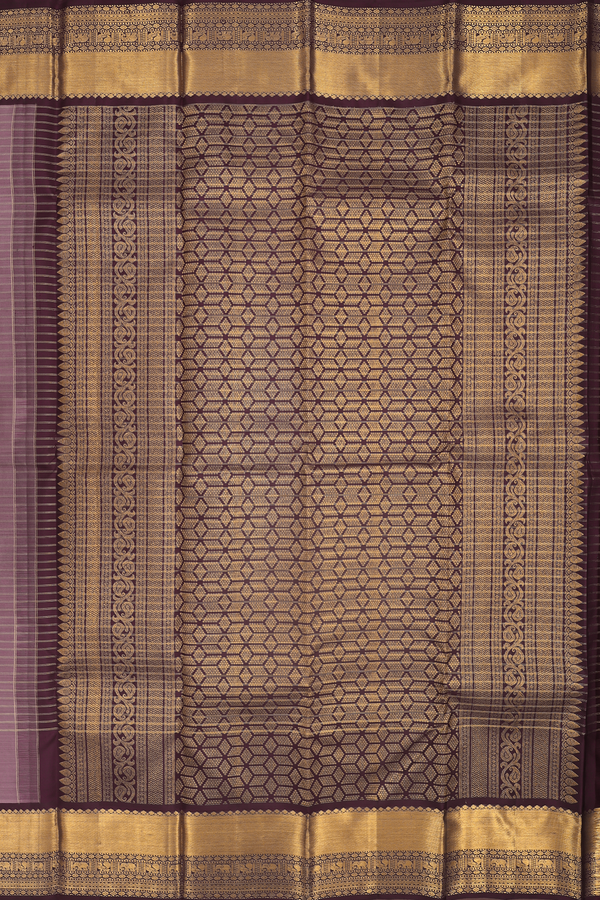 Kanchipuram Silk Saree In Mauve With Checks Design