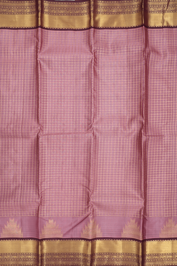 Kanchipuram Silk Saree In Mauve With Checks Design