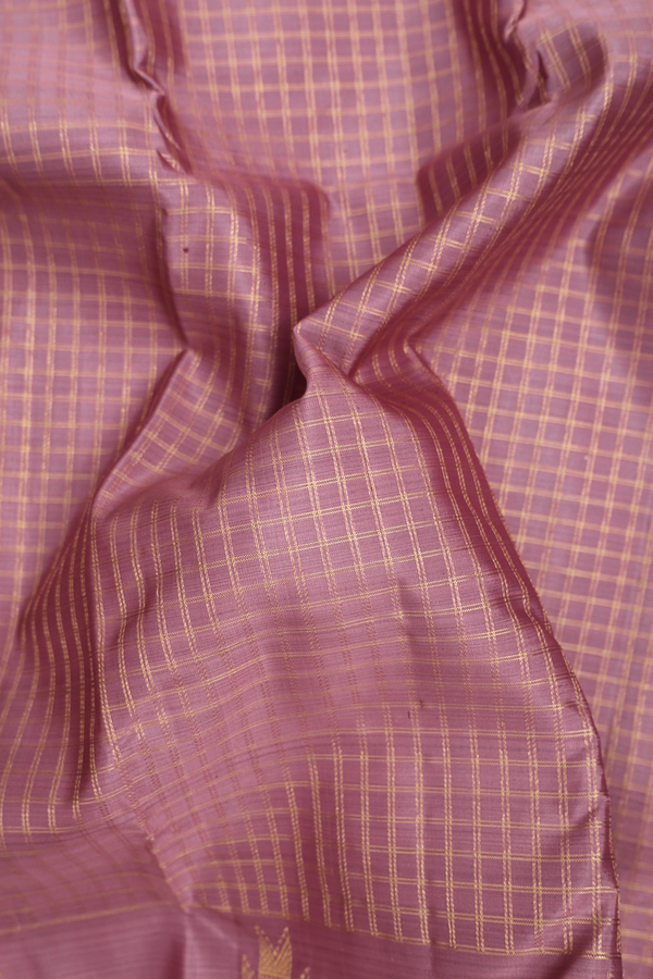 Kanchipuram Silk Saree In Mauve With Checks Design