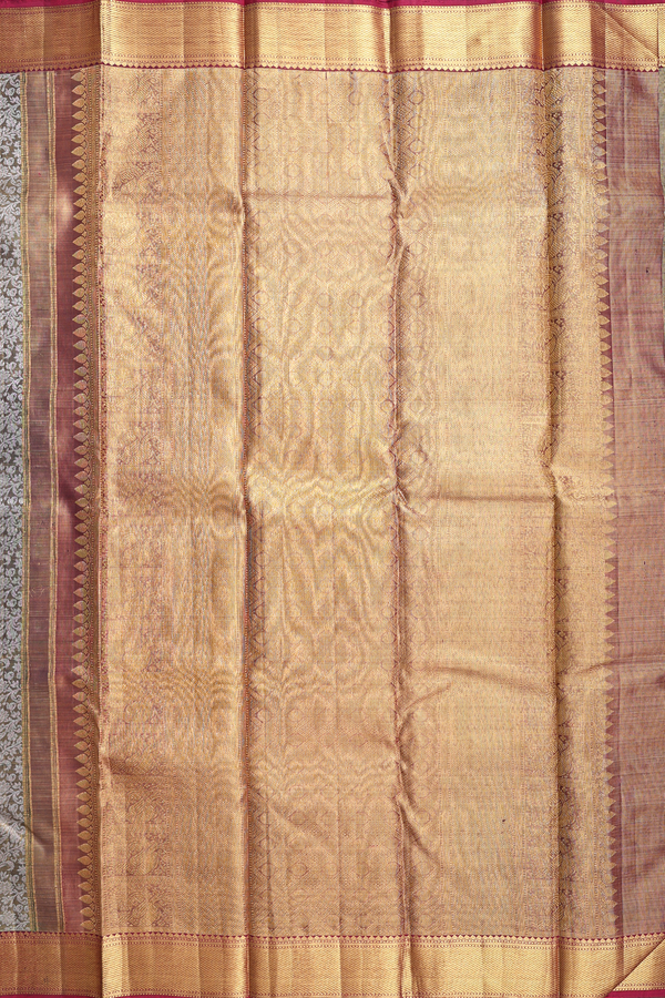 Kanchipuram Silk Saree In Greenish Brown With Brocade Design