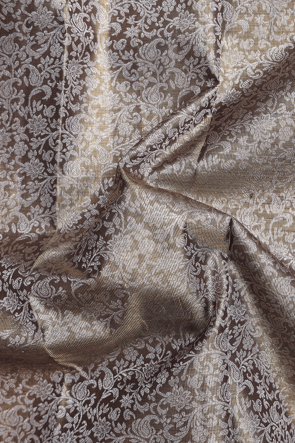 Kanchipuram Silk Saree In Greenish Brown With Brocade Design