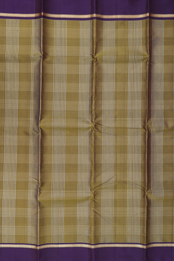 Kanchipuram Silk Saree In Mehendi Green With Checks Design