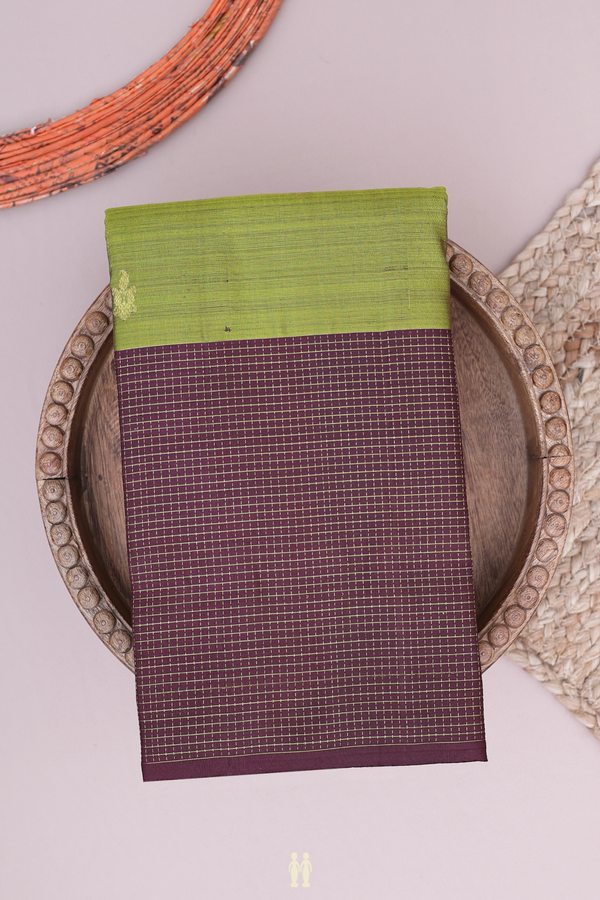 Kanchipuram Silk Saree In Mehendi Green With Zari Buttas
